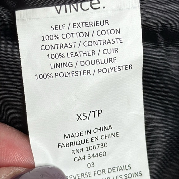 Vince | Knit Jacket with Genuine Leather Contrast, Size XS - Picture 8 of 13